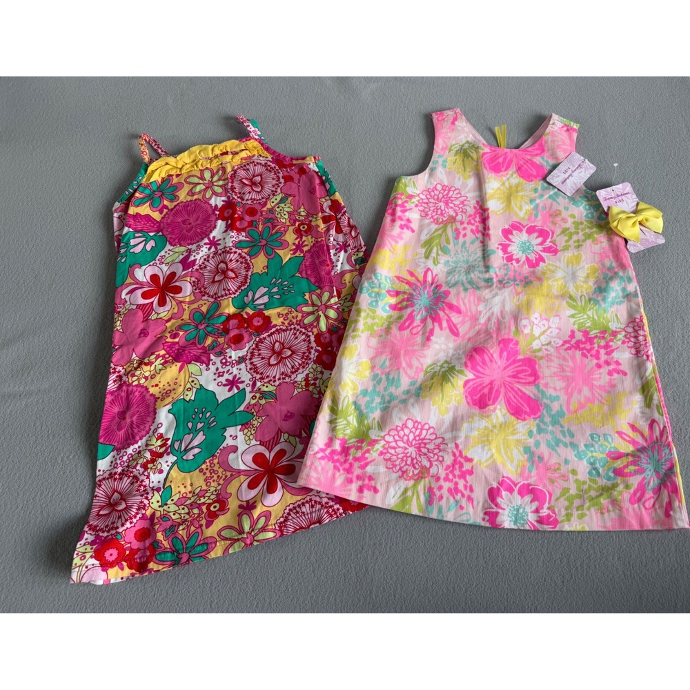 Tommy Bahama & Hanna Andersson Girls Floral Dress Lot Size 7 130 Pink Yellow